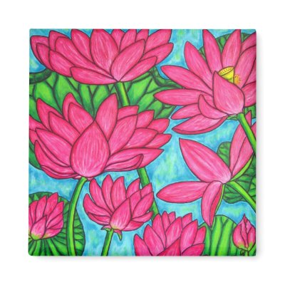 Funky Floral - Lotus Magnet by LisaLorenzPaintings