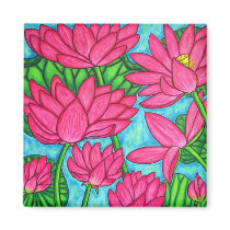 Funky Floral - Lotus Magnet by LisaLorenzPaintings Funky Floral - Lotus Magnet