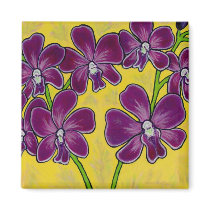 Funky Floral Orchid Magnet by LisaLorenzPaintings Funky Floral Orchid Magnet