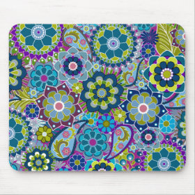 Funky Floral Pattern in trendy colors Mouse Pad