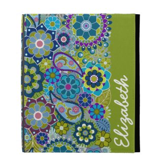 Funky Floral Pattern with Name iPad Case