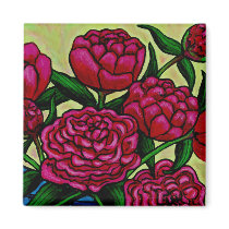 Funky Floral Peony Magnet by LisaLorenzPaintings Funky Floral Peony Magnet