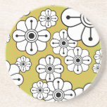 Funky Floral Sandstone Drink Coaster