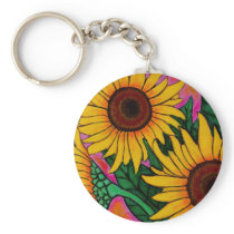 Funky Floral Sunflower Key Chain