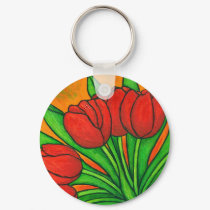 Funky Floral Tulip Key Chain keychains