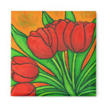 Funky Floral Tulip Magnet