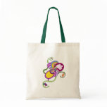 Funky Flower Abstract Illustration Canvas Bag