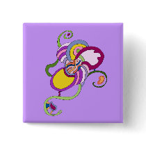 Funky Flower Abstract Illustration buttons