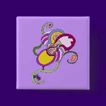 Funky Flower Abstract Illustration buttons