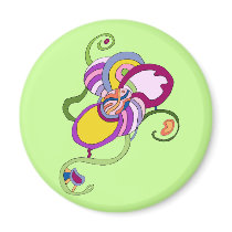 Funky Flower Abstract Illustration magnets