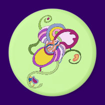 Funky Flower Abstract Illustration magnets