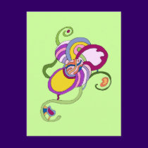 Funky Flower Abstract Illustration postcards