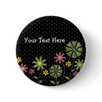 Funky flower border on black background with white buttons by myslewis Funky flower border on black background with white buttons