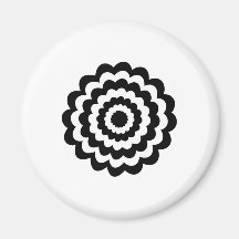 Funky Flower in Black and White. Fridge Magnet