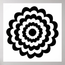 Funky Flower in Black and White. Print