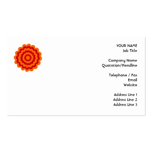 Funky Flower in Orange and Red. Business Cards (front side)