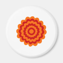 Funky Flower in Orange and Red. Magnets