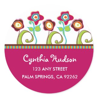 Funky Flowers Address Label Sticker