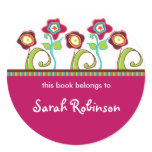 Funky Flowers Book Labels Sticker