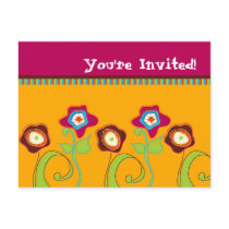 Funky Flowers Invitation postcards by DioSelina Funky Flowers Invitation postcards