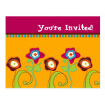 Funky Flowers Invitation Postcards