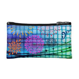 Funky Flowers Light Rays Abstract Design Cosmetic Bag