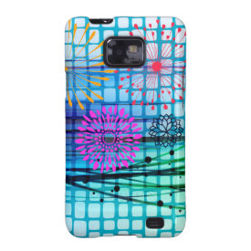 Funky Flowers Light Rays Abstract Design Samsung Galaxy SII Covers