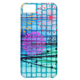 Funky Flowers Light Rays Abstract Design iPhone 5C Covers