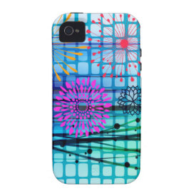 Funky Flowers Light Rays Abstract Design iPhone 4 Case