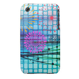 Funky Flowers Light Rays Abstract Design iPhone 3 Cases