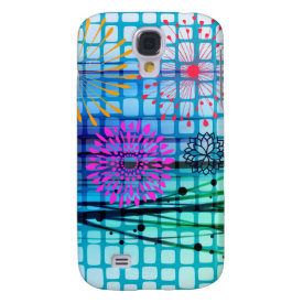 Funky Flowers Light Rays Abstract Design Samsung Galaxy S4 Cover