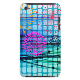 Funky Flowers Light Rays Abstract Design iPod Touch Case-Mate Case