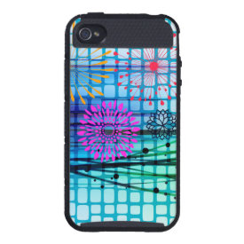 Funky Flowers Light Rays Abstract Design iPhone 4 Covers