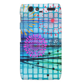 Funky Flowers Light Rays Abstract Design Droid RAZR Covers
