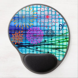 Funky Flowers Light Rays Abstract Design Gel Mousepad