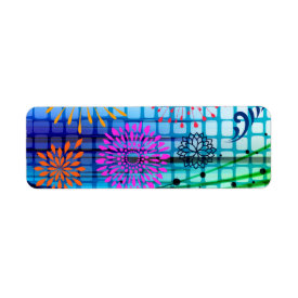 Funky Flowers Light Rays Abstract Design Return Address Labels