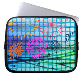 Funky Flowers Light Rays Abstract Design Computer Sleeve