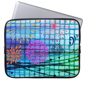 Funky Flowers Light Rays Abstract Design Computer Sleeves