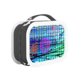 Funky Flowers Light Rays Abstract Design Lunch Box