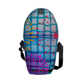 Funky Flowers Light Rays Abstract Design Courier Bags