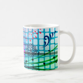Funky Flowers Light Rays Abstract Design Coffee Mug