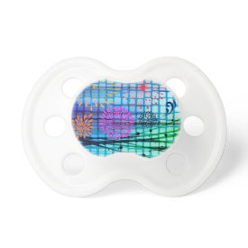 Funky Flowers Light Rays Abstract Design Pacifier