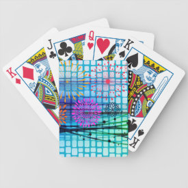 Funky Flowers Light Rays Abstract Design Poker Deck