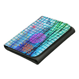 Funky Flowers Light Rays Abstract Design Wallets