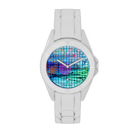 Funky Flowers Light Rays Abstract Design Watches