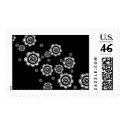 Funky Flowers on Black postage