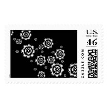 Funky Flowers on Black postage