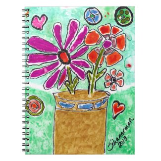 Funky Flowers Original Art Spiral Journal