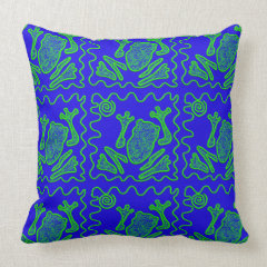 Funky Frog Colorful Toad Kids Doodle Art Gifts Throw Pillow