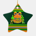 Funky Frog Orange Green Striped Novelty Gifts Christmas Tree Ornaments